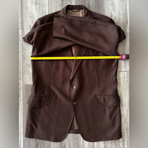 Vintage Prestige Western Suit Jacket & Vest 2pc Mens 46R Cowboy Rockabilly Brown - Picture 3 of 16